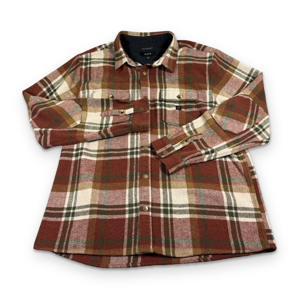 NEW Roark Nordsman Flannel Shirt Mens XL Sangria Plaid Wool Blend Snap Front NWT